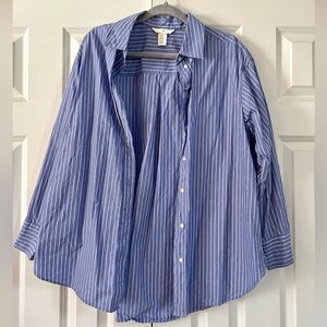 Blue and White Striped Button Up Shirt